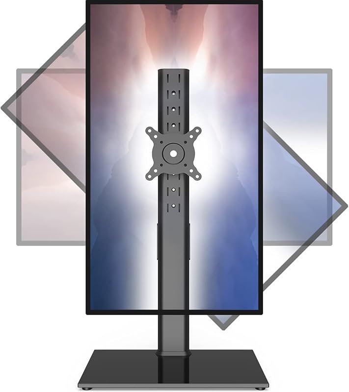 Freestanding monitor arm for 27 to 43 inch tempered glass base adjusta