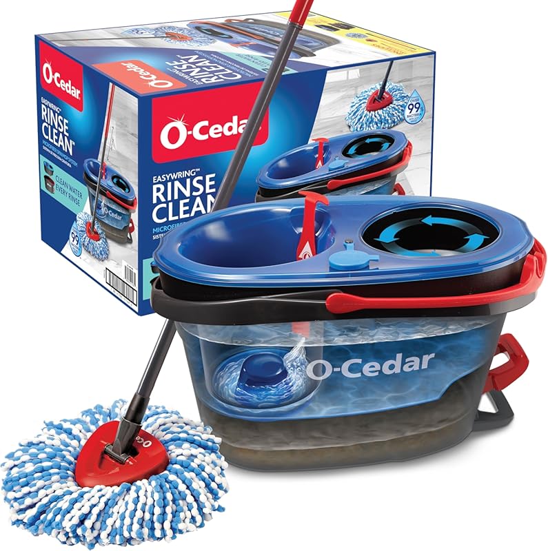 O-Cedar RinseClean Durable Spin Mop and Bucket System with Dual Tank C