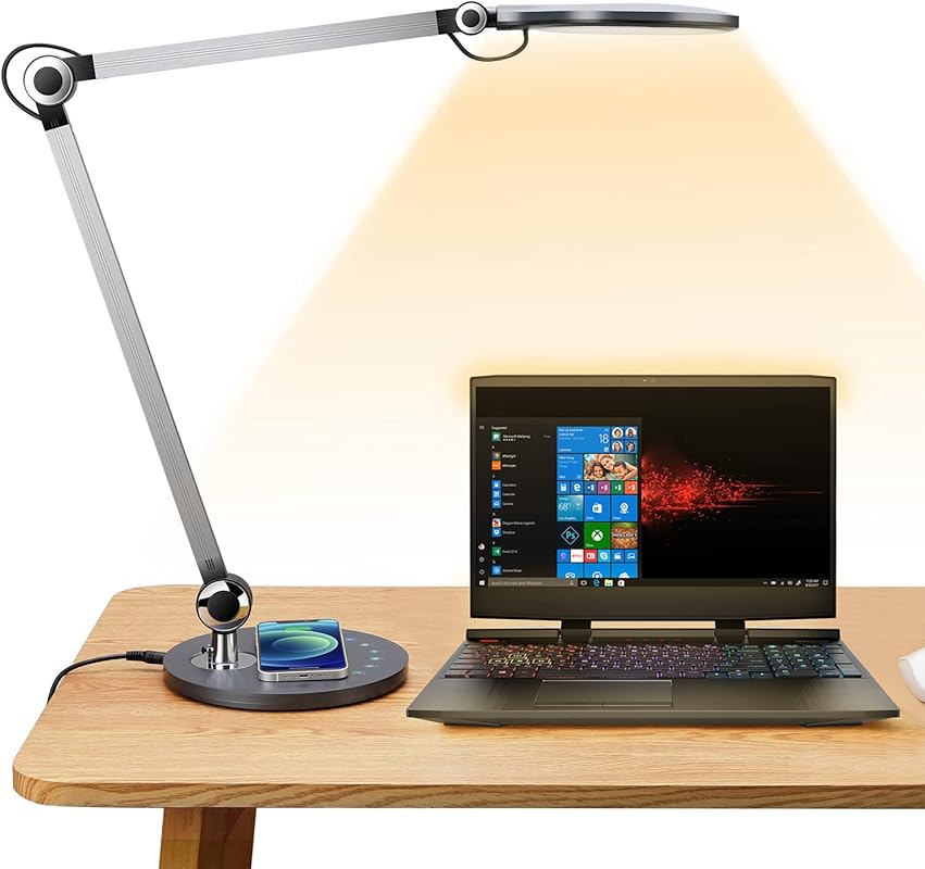 Architect LED Desk Lamp with Wireless Charger, Adjustable Swing Arm, a