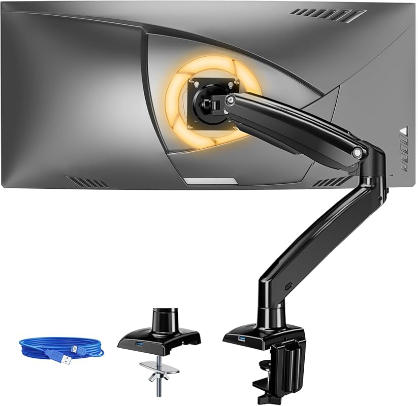 ErGear single monitor arm for 13 to 49 inch ultrawide screens, holds 2