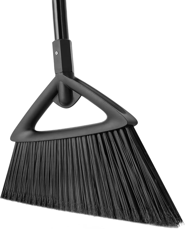 Eyliden Heavy Duty Angle Broom with 57" Long Handle for Indoor Outdoor