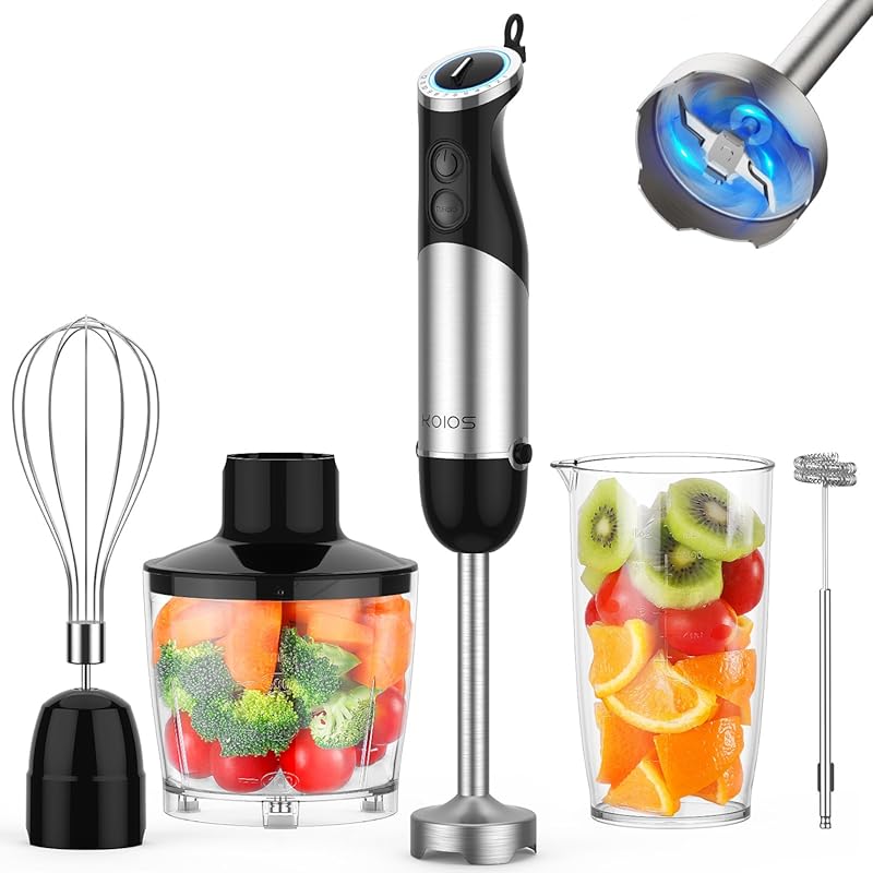 KOIOS 1000W 12-Speed Immersion Blender with Stainless Steel Blade and 