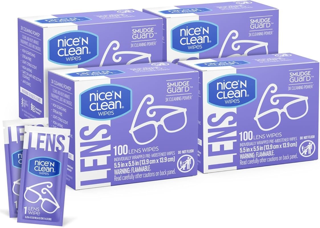 Nice 'n Clean SmudgeGuard Lens Wipes, 400 Individually Wrapped Pre-Moi