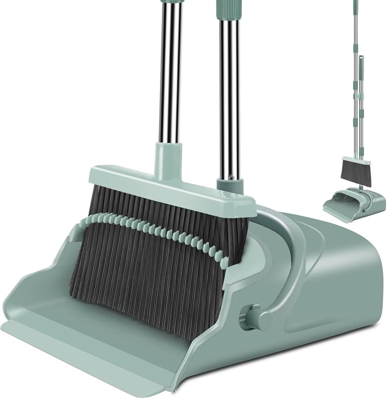 Kelamayi upright broom and dustpan set with long handle for indoor swe
