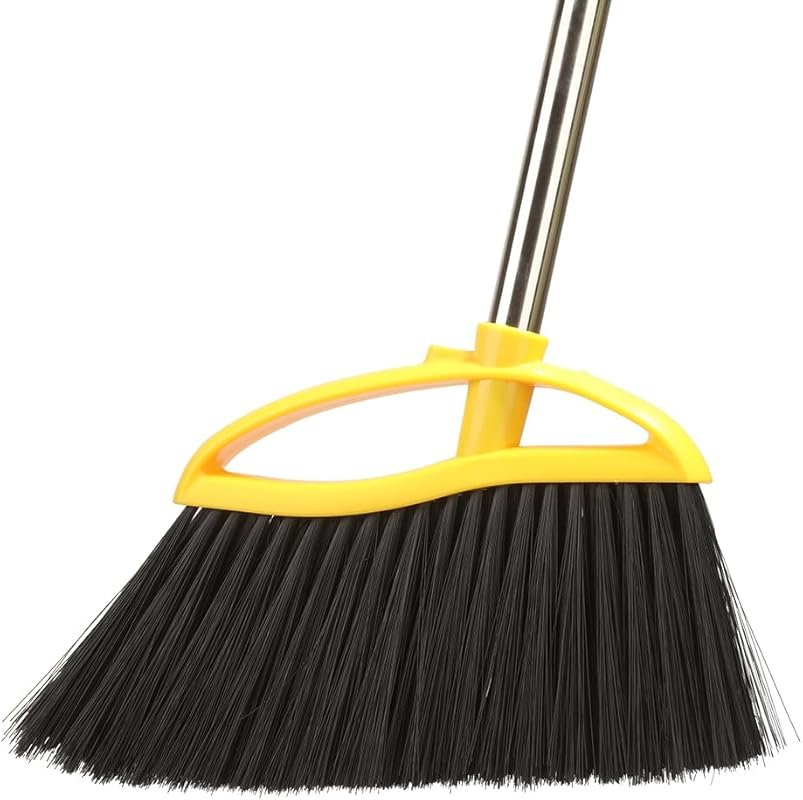 Soft bristle indoor angle broom with long handle, kitchen floor broom