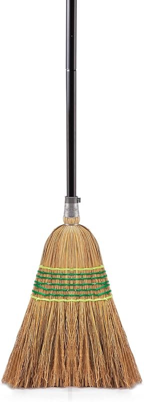 Yocada Heavy Duty Corn Broom for Indoor and Outdoor Floors, Garage, Lo