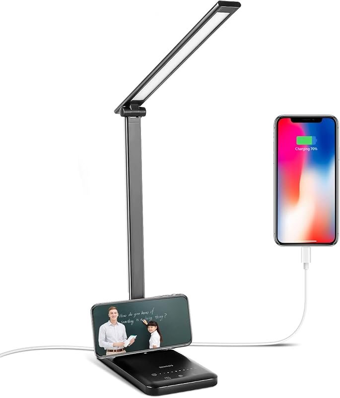 Semlos LED Desk Lamp with 5 Brightness Levels, Touch Control, and 5 Li