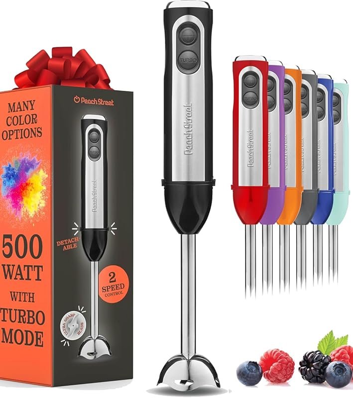 500W Electric Hand Blender with Turbo Mode and Detachable Stainless St