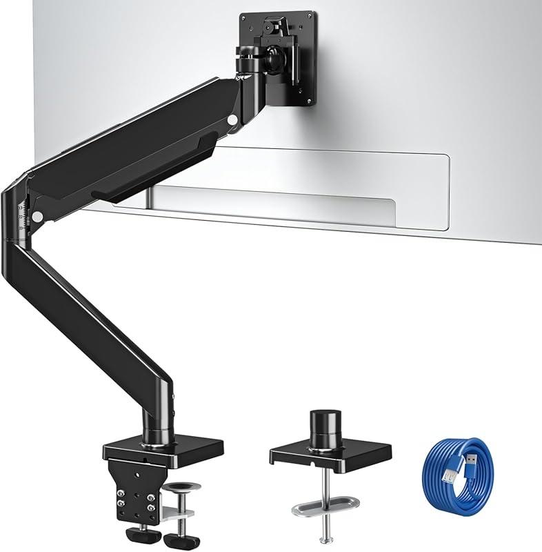 MOUNTUP single monitor arm with USB for ultrawide 27 to 49 inch screen