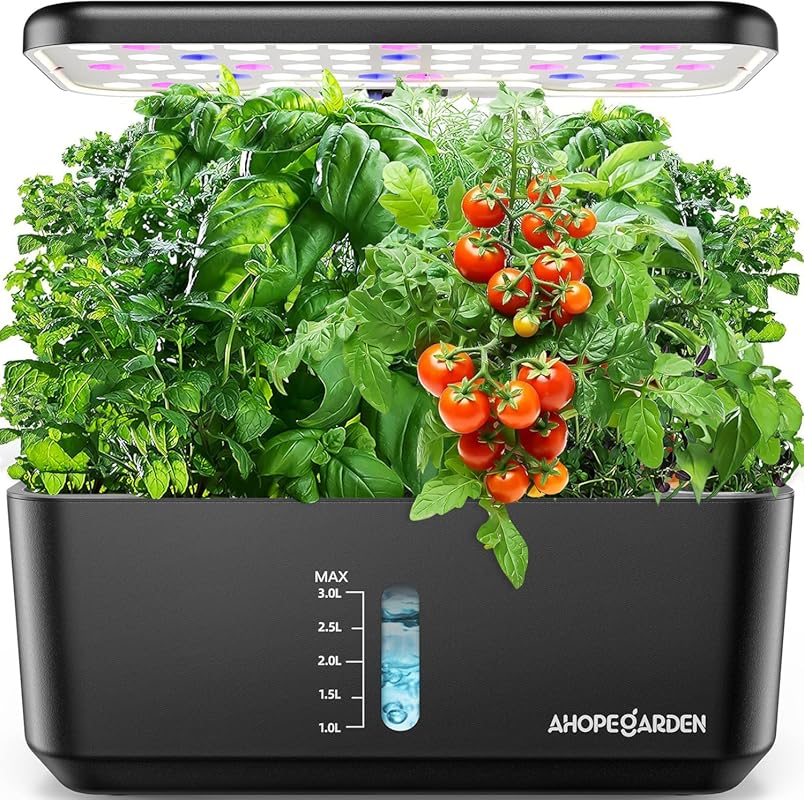 Ahopegarden Indoor Hydroponics Growing System with 10 Pods and LED Gro