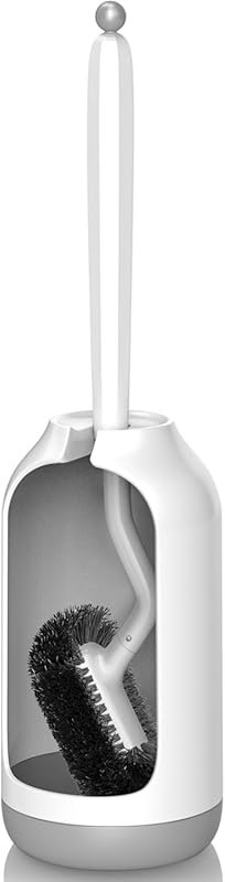 HAMITOR Toilet Bowl Brush Set with Curved Bristles