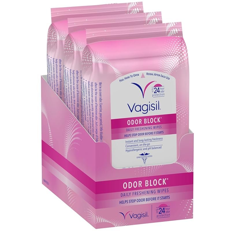Vagisil Odor Block Daily Feminine Wipes, Freshening pH-Balanced Wipes