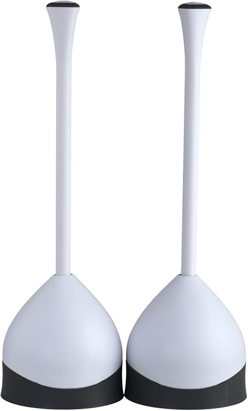 Clorox Toilet Plunger with Hideaway Caddy Set of Two for Convenient Ba