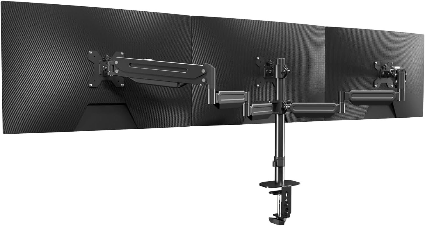 suptek Triple Monitor Mount for Most 17 to 32 inch Screens,Gas Springs