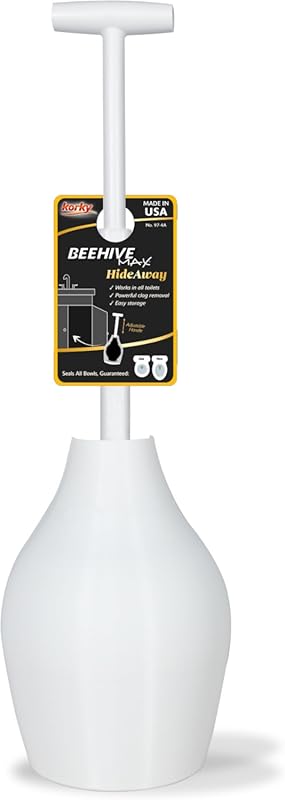 Korky BeehiveMAX heavy-duty toilet plunger with hideaway holder and dr
