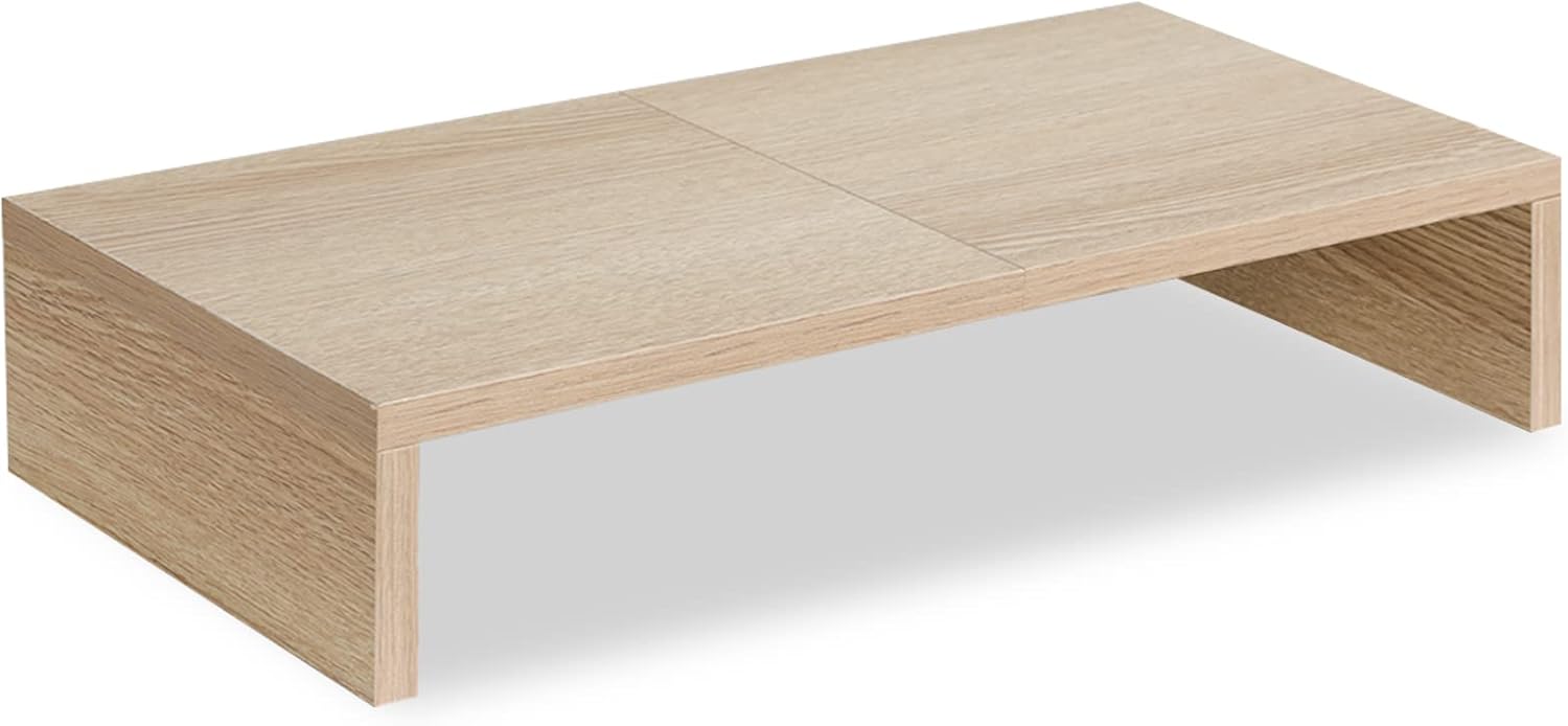 TEAMIX 20-inch wood monitor stand riser with storage, space-saving des