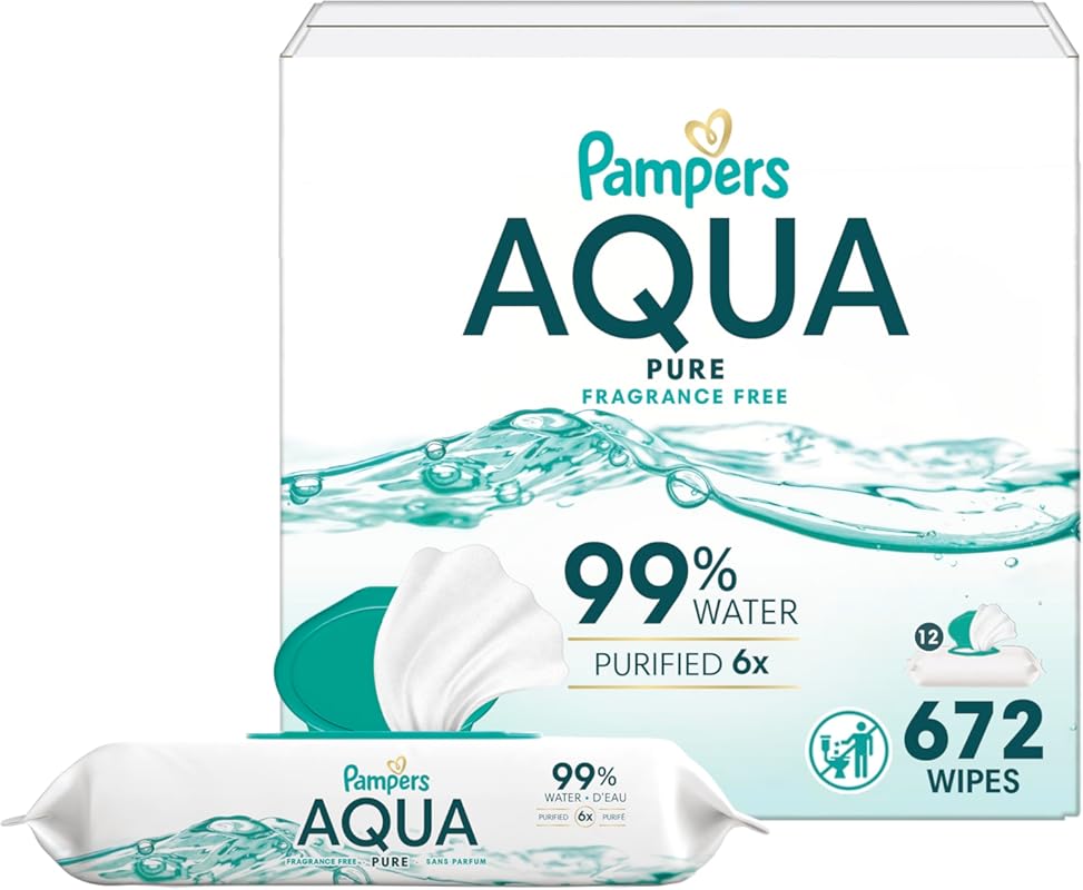 Pampers Aqua Pure Baby Wipes, 99% Water-Based, Hypoallergenic Unscente
