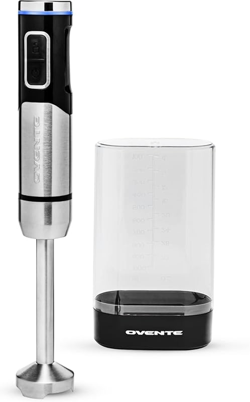 OVENTE Cordless Immersion Blender with 8 Speeds, One-Touch Control, an