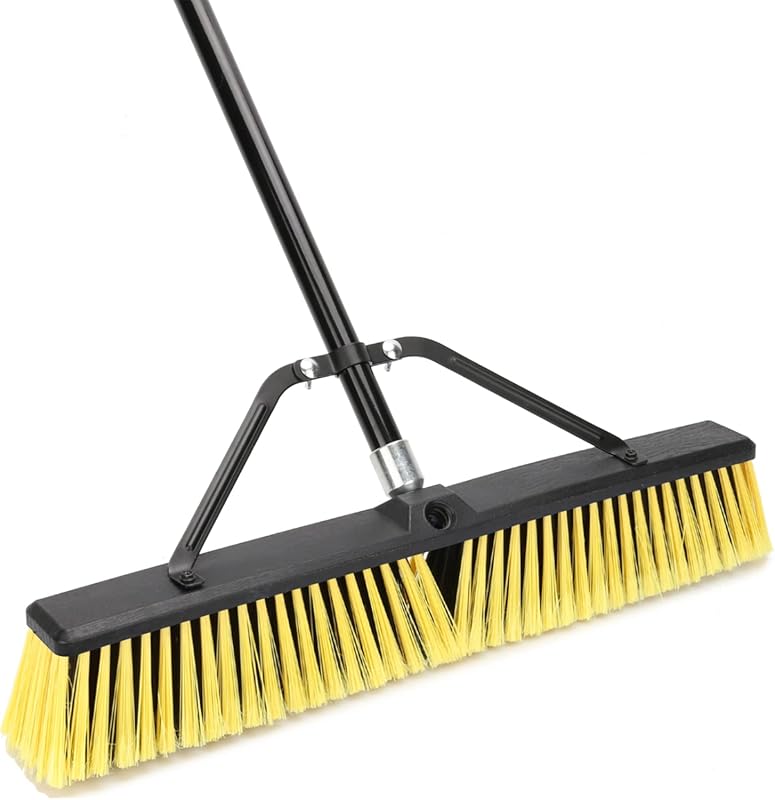 24-Inch Heavy Duty Outdoor Push Broom with 63-Inch Handle for Garage,