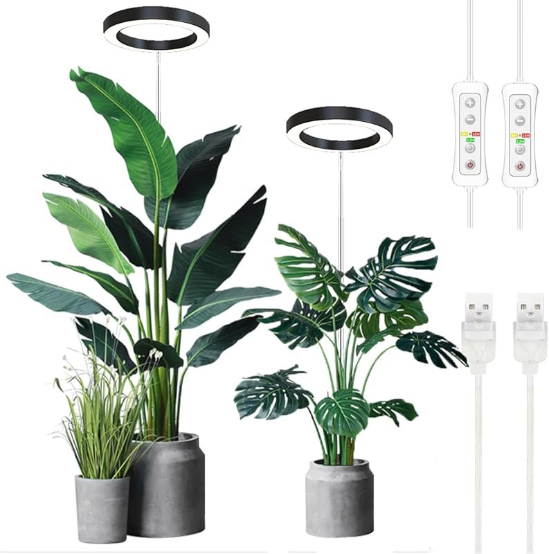 Yadoker Full Spectrum Plant Grow Light, Height Adjustable with Automat