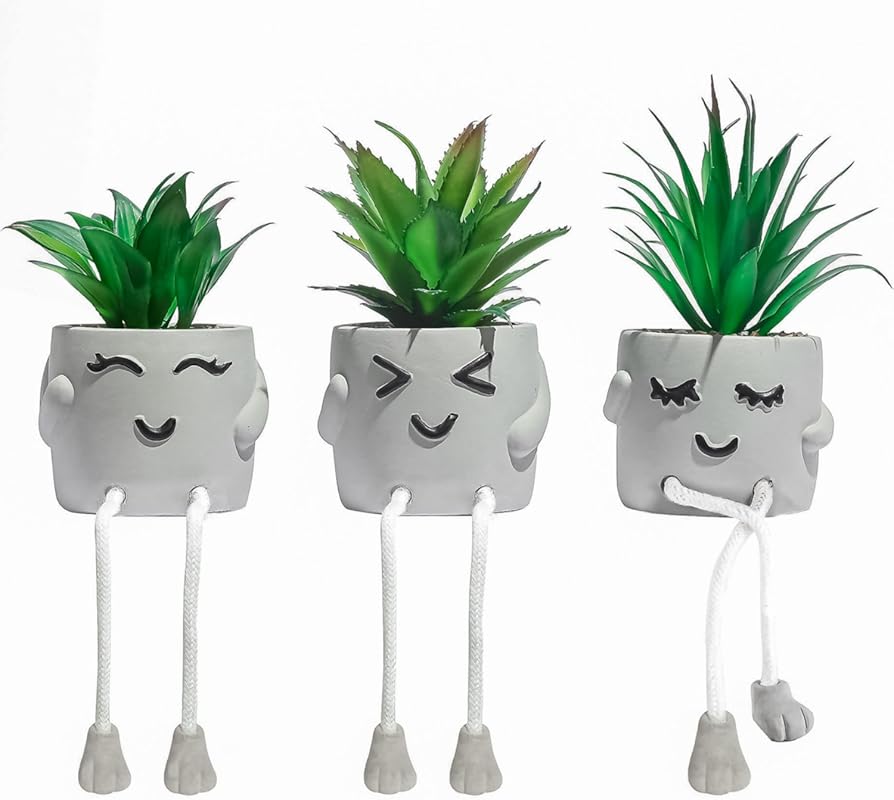 OLEEK Small Fake Succulents - Artificial Desk Decor for Office and Cub