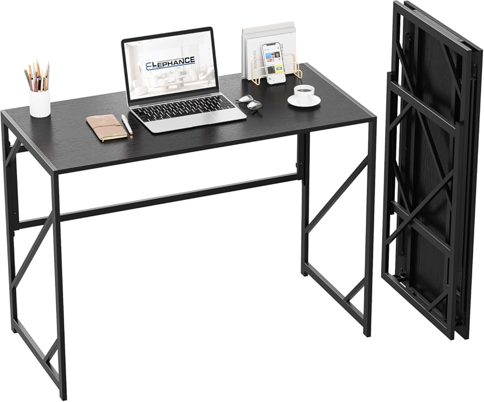 Elephance Folding Desk Writing Computer Desk for Home Office, No-Assem