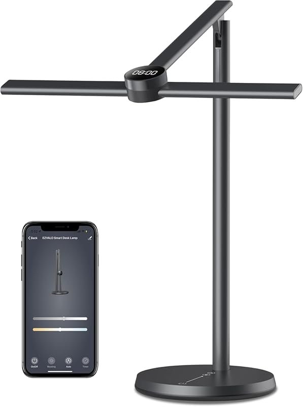 EZVALO Smart Desk Lamp with APP Control,Eye-Caring Auto-Dimming Led De