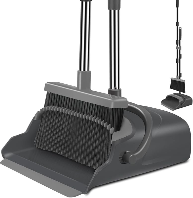 Kelamayi stand-up broom and dustpan set for indoor sweeping in home, o