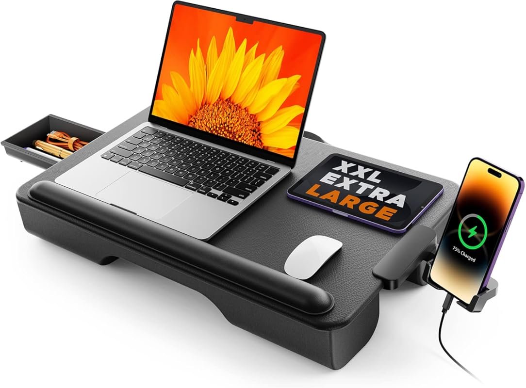 SAIJI Portable Laptop Lap Desk for Bed, Fits Up to 17-Inch Laptops wit