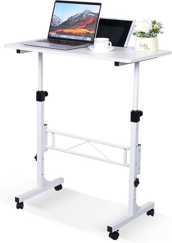 Adjustable Height Standing Desk with Wheels, Compact and Portable for