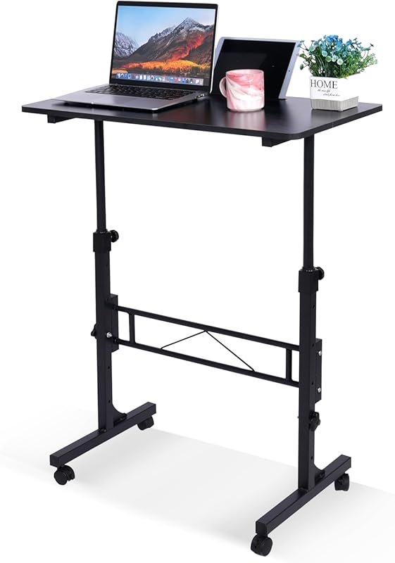 Standing Desk Adjustable Height, Mobile Stand Up Desks with Wheels Sma