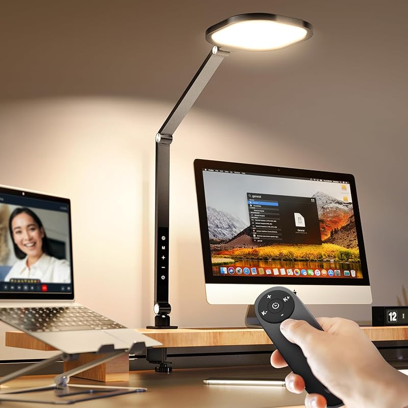 2000LM Eye-Caring Desk Lamp with Clamp for Video Calls and Adjustable 