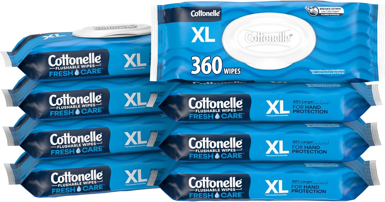 Cottonelle XL Flushable Wet Wipes, Extra Large Adult Wet Wipes for Bet
