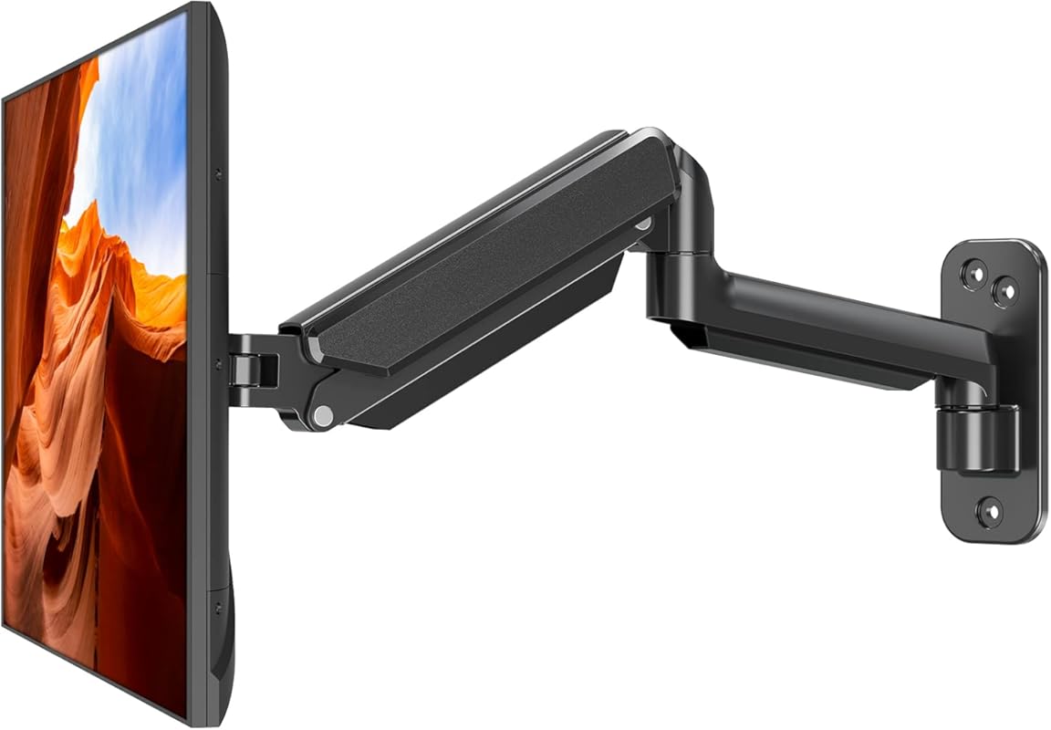 Single-arm gas spring wall mount for 17-32 inch flat/curved monitors, 