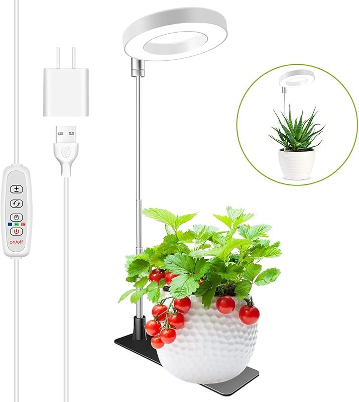 Full Spectrum Halo Grow Light for Indoor Plants, Adjustable Height wit