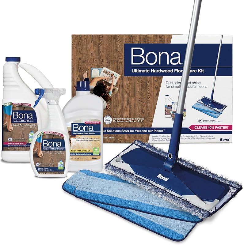 Bona Ultimate Hardwood Floor Care Kit with Mop, Cleaner, and Microfibe