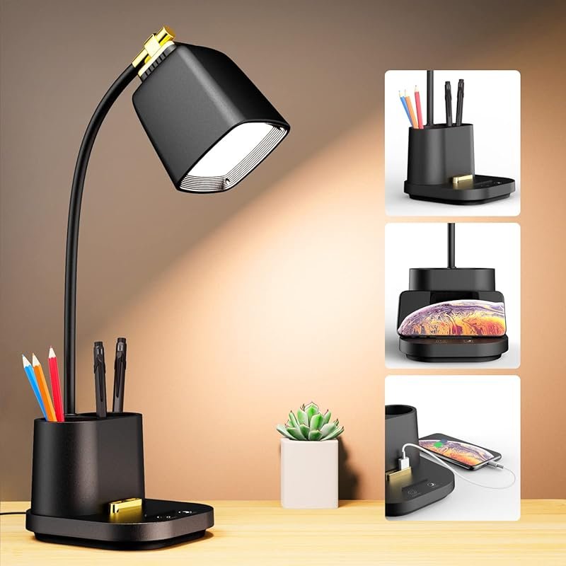 LED Desk Lamp with Touch Control, 3 Color Modes, and Stepless Dimming