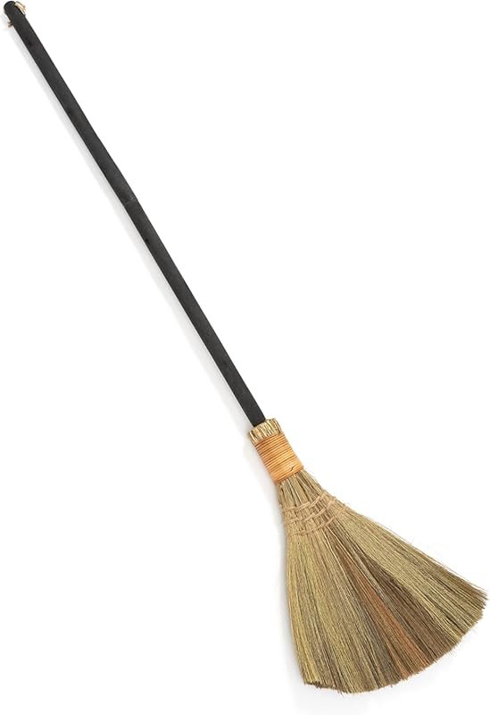 Vietnamese Straw Soft Broom with Wooden Handle, Natural Fiber Broom fo