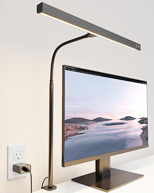 LED Desk Lamp with Adjustable Gooseneck and Touch Control for Gaming a
