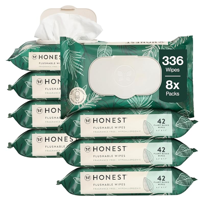 The Honest Company Hypoallergenic Flushable Wipes for Sensitive Skin,