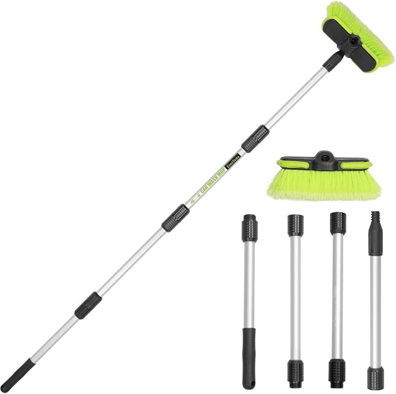 65-Inch Extendable Soft Bristle Scrub Brush with Multiple Grips for Vi
