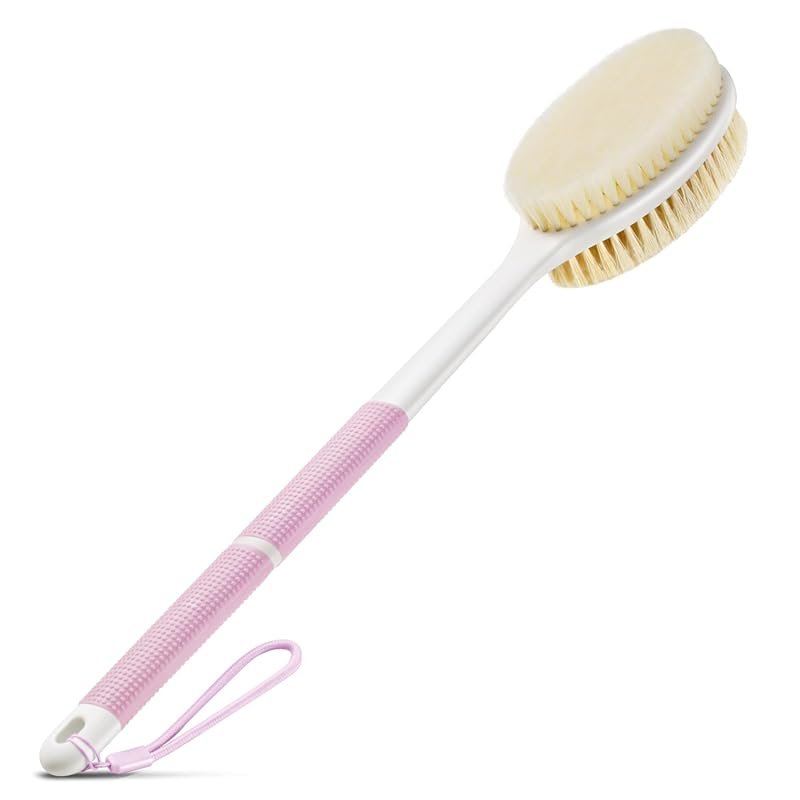 Anti-Slip Long Handle Back Scrubber Body Brush with Soft and Stiff Bri