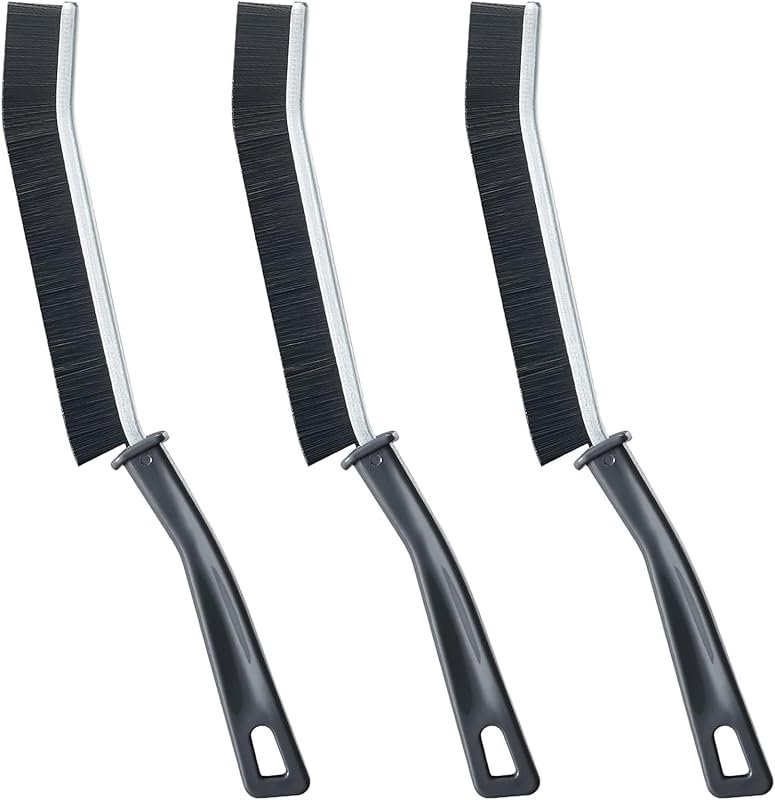 3-Pack Crevice and Grout Bathroom Scrub Brush Set with Hard Bristles f