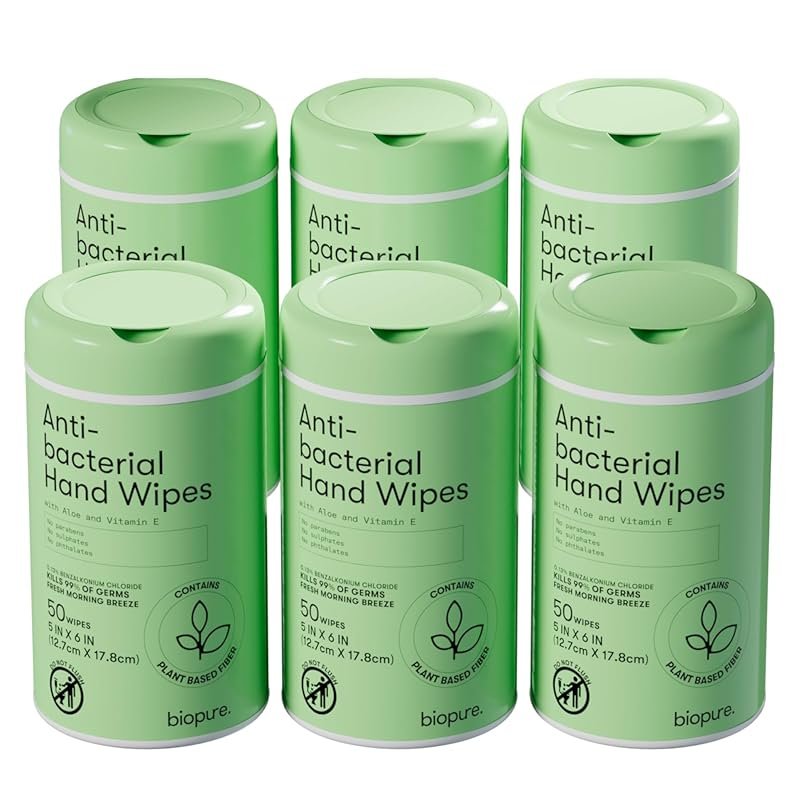 Biopure antibacterial hand wipes Fresh Morning Breeze with aloe and vi