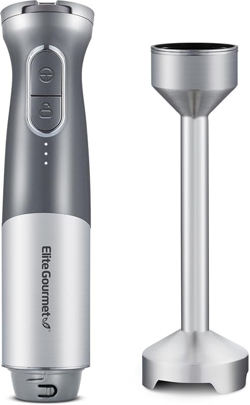 Elite Gourmet Cordless Rechargeable Hand Blender with Variable Speed a