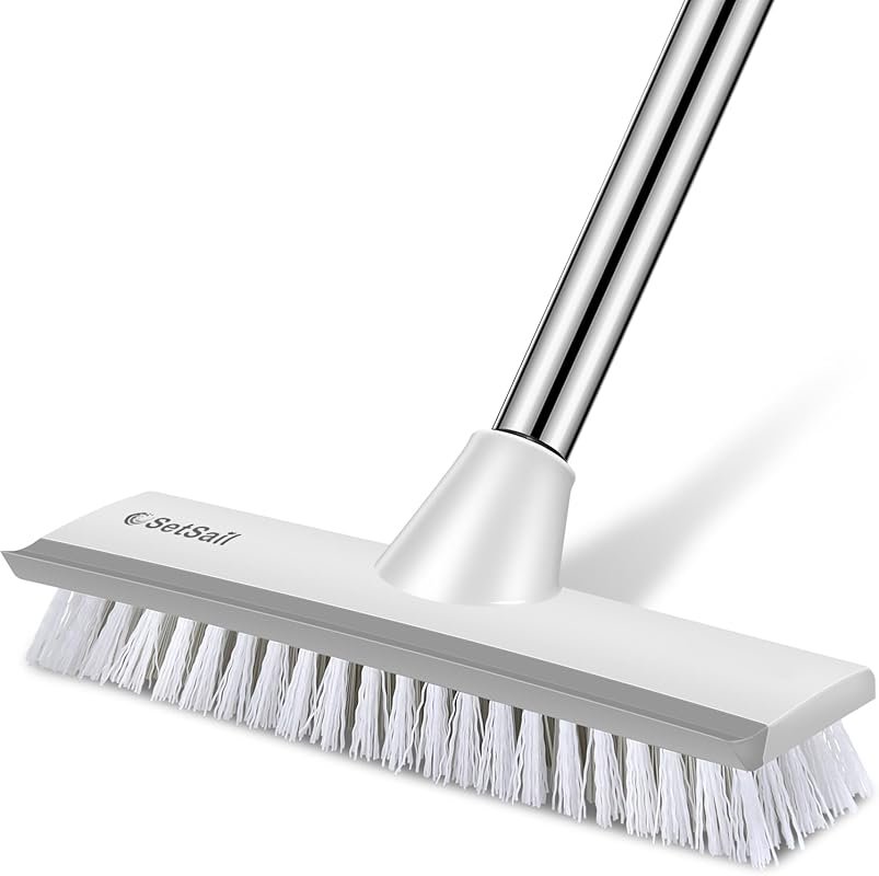 SetSail Floor Scrub Brush with 51-Inch Adjustable Handle, Stiff Bristl