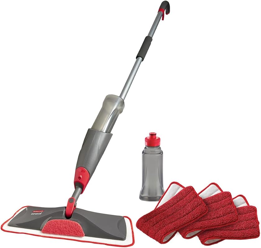 Rubbermaid Reveal Spray Mop Floor Cleaning Kit, 3 Reusable Microfiber 