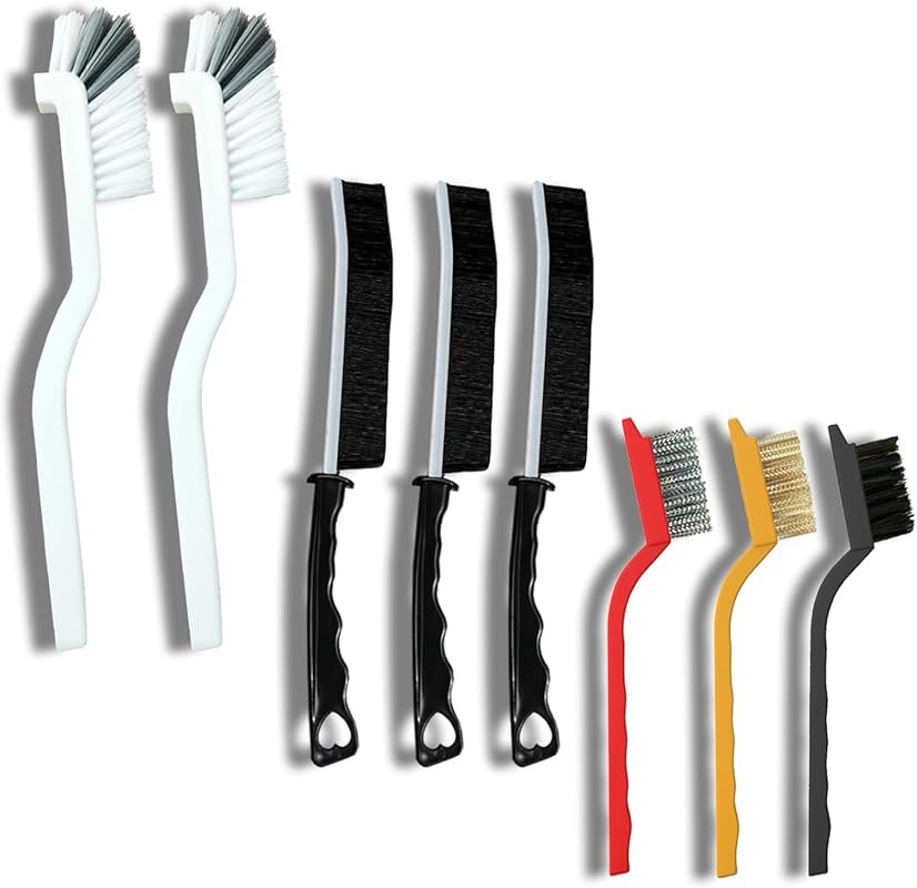 Hard Bristle Crevice Scrub Brush Set for Grout, Sink, Bottles, Corners