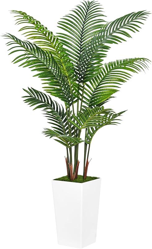 5FT Artificial Palm Tree with White Planter for Indoor Living Room Dec