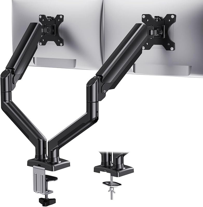HUANUO Dual Monitor Mount for 2 Monitors up to 32 inches, Each Arm Hol